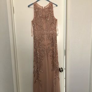 Adrianna Papell Rose Gold Sequenced Gown